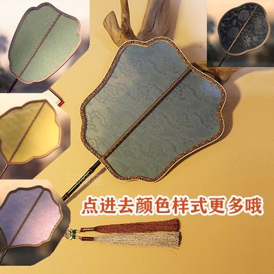 新款纯手工花罗扇紫竹宫扇中国风礼品唐宋制仿古旗袍汉服搭配团扇