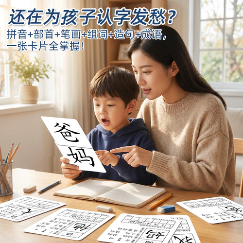 一年级识字卡课本同步无图认字