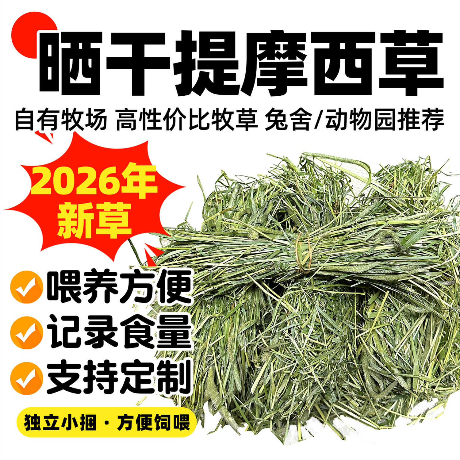 提摩西草兔子专用晒干提草兔草龙猫饲料荷兰猪兔兔磨牙草粮食牧草