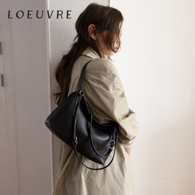 loeuvre藤蔓牛皮通勤斜挎包