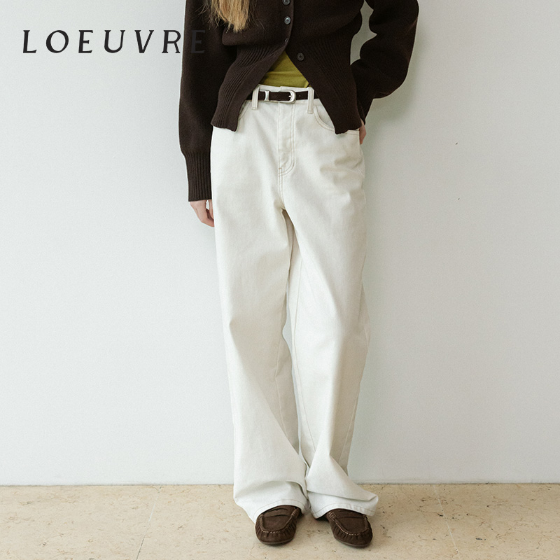 loeuvre直筒阔腿牛仔裤女显瘦