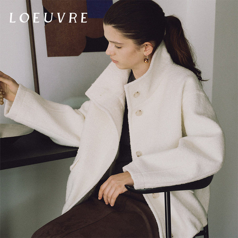 loeuvre羊毛外套女呢子棒球夹克