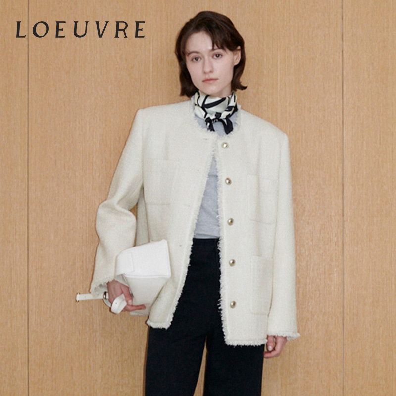 loeuvre粗花呢小香风短外套女