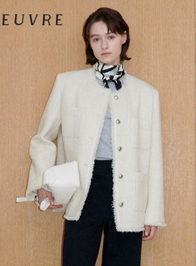 允仔同款loeuvre粗花呢小香风外套女25秋季休闲圆领上衣 SW5XJ102