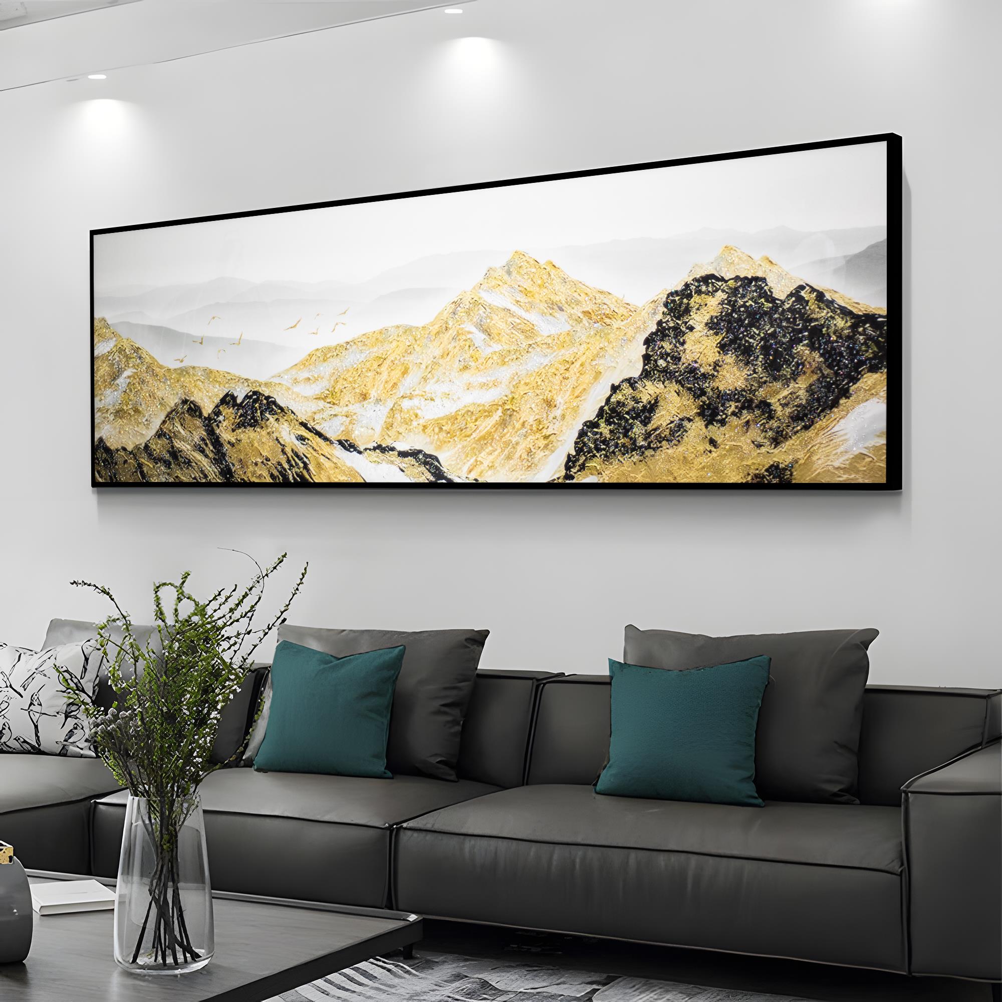 现代晶瓷镶钻客厅装饰画 铝合金边框书房卧室沙发背景墙金山70200图片