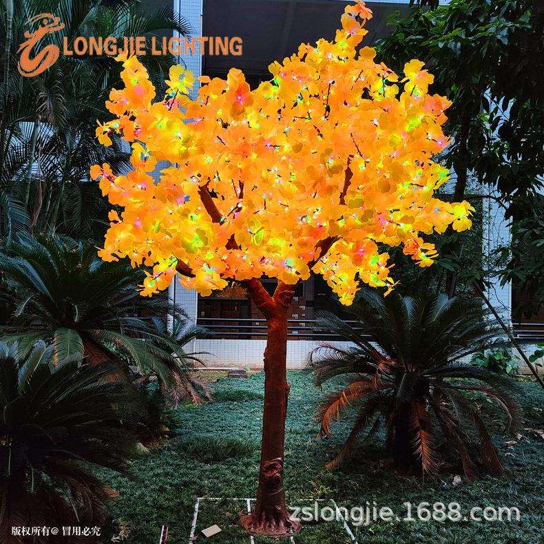 2592灯 高3.5米 RGB同步银杏叶仿真树灯 DMX512点控灯树