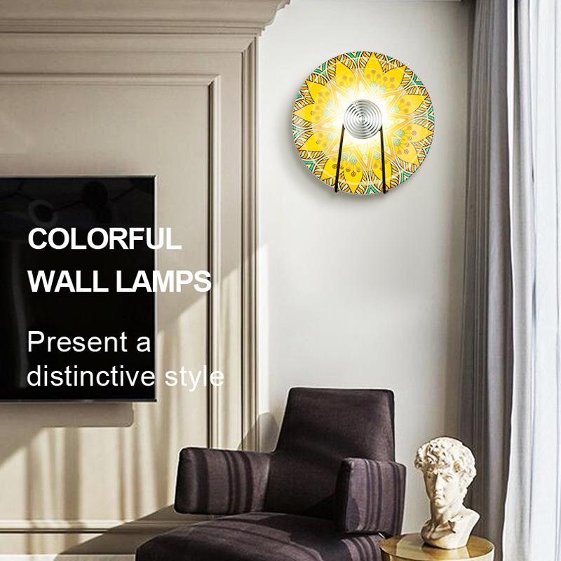 创意圆盘壁灯新中式客厅背景装饰酒店壁灯现代艺术卧室过道楼梯灯