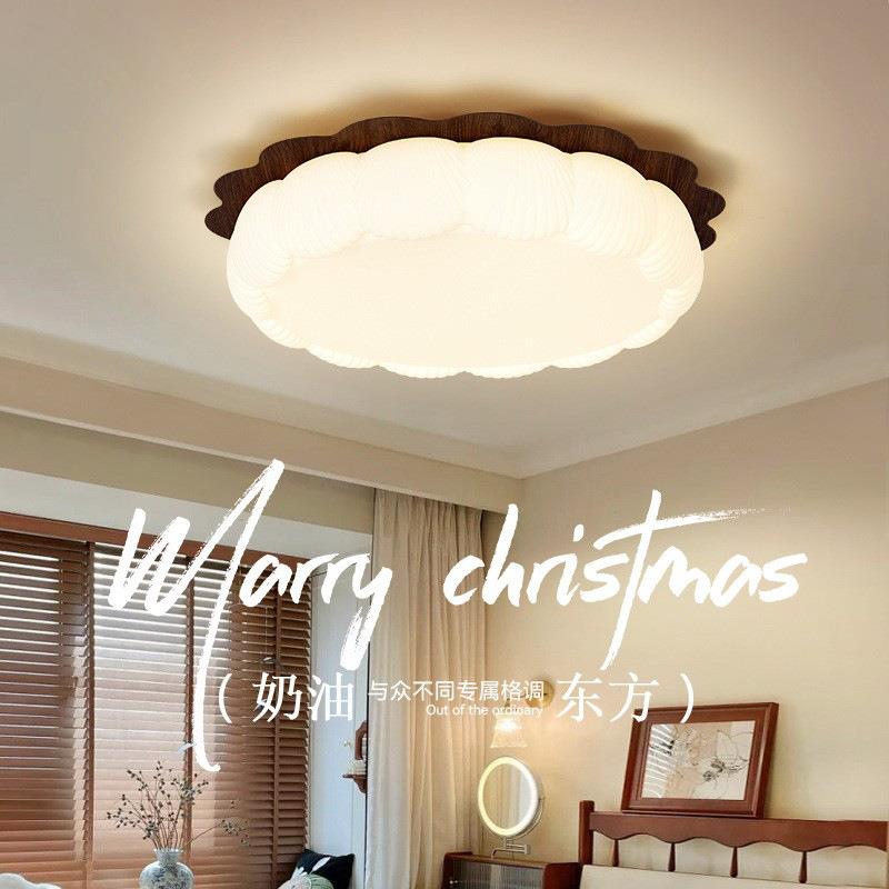 奶油蛋糕卧室灯现代简约中古风led儿童客主卧室房间复古吸顶灯具