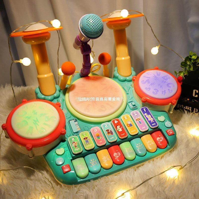 架子鼓启蒙初学者岁宝宝儿童男孩打鼓钢琴爵士鼓二合一玩具乐器