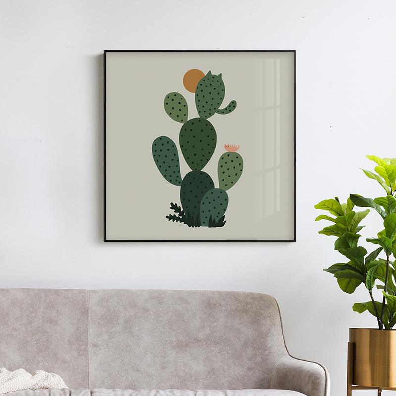 日韩可爱温馨植物猫咪创意小众花卉卧室挂画客厅书房版画装饰画