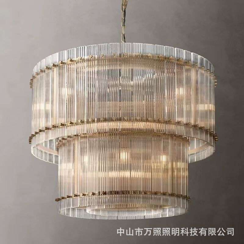 美式轻奢设计师水晶客厅吊灯乡村复古别墅楼梯吊灯现代样板间吊灯