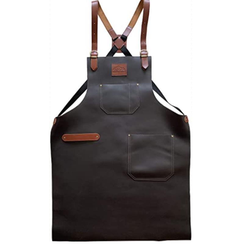 亚马逊跨境围裙烘焙烧烤围裙木工花艺围裙pu交叉背带围裙可订logo