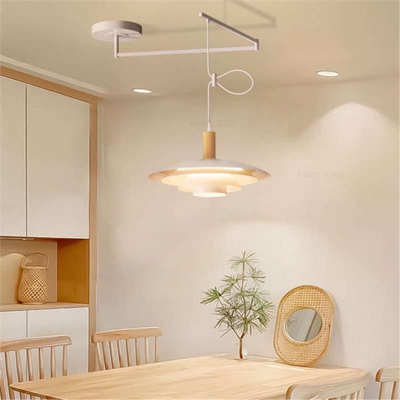 可移位飞碟餐厅吊灯 ph5多层丹麦圆桌岛台摇臂伸缩单头饭厅吊灯具