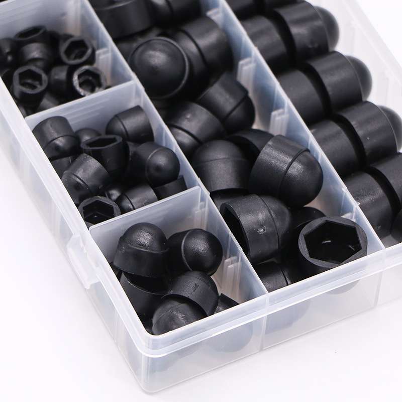 145pcs黑色六角螺母盖套装注塑盖型螺丝保护帽M4-M12螺栓防尘盖帽