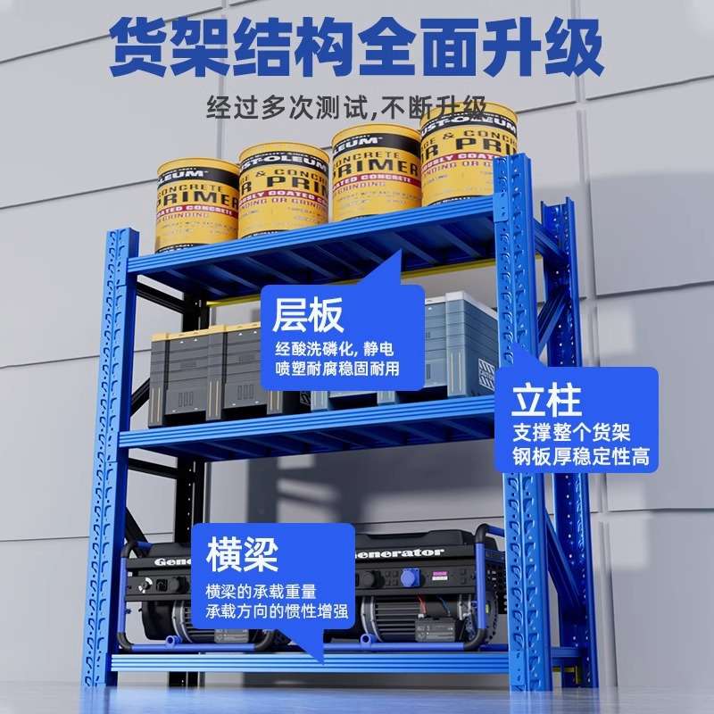 轻型货架中型重型仓库置物架多层仓储库房铁置物架展示架家用货架