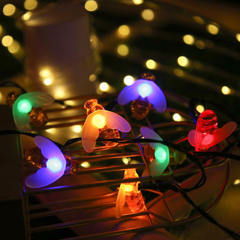 led太阳能灯串G40智能户外装饰彩灯氛围灯发光蜜蜂串灯露营灯串