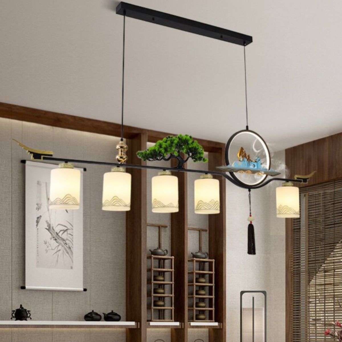 新款中式茶台复古灯古风房间装饰餐厅吊灯中国风灯具大全家用