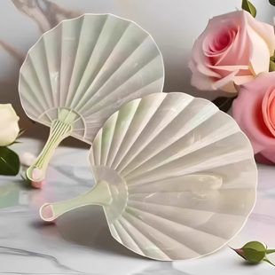 加厚新款耐用仿玉贝壳凉快扇子蒲扇便携式高档古风一体手摇扇子