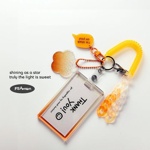 渐变滑动卡套亚克力挂件弹簧绳