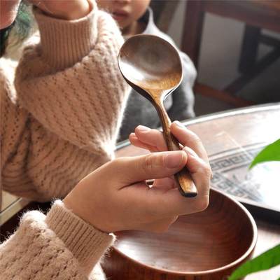 干饭人专用勺网红长柄木勺日式吃饭勺超大木头勺子喝汤勺