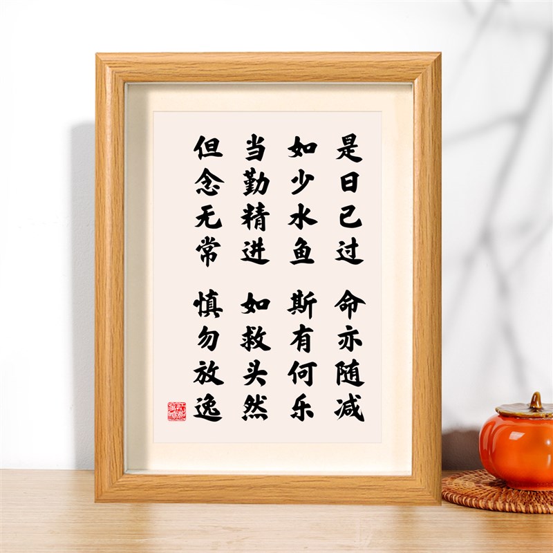 速发是日已过命亦随减如少水鱼斯有何乐朝暮课诵警句励志摆台相框