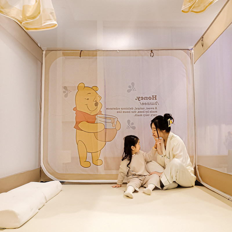 速发防摔蚊帐家用202新款高级蒙古包卧室免安装婴儿童防护床围栏