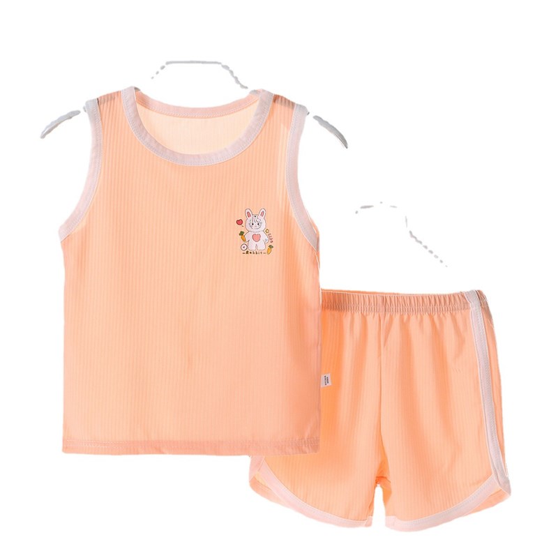 速发儿童背心套装薄款夏装家居服男童童无袖空调服宝宝睡衣夏季