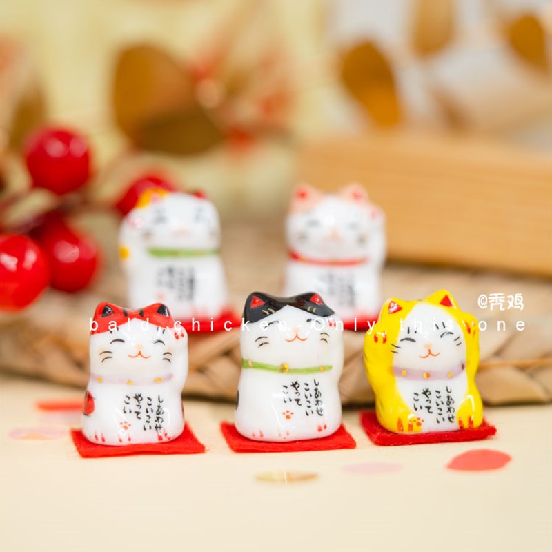 速发我呀 除了可爱 还能招财!迷你陶瓷招财猫可爱桌面摆件