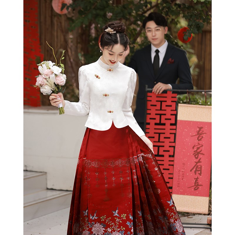 速发马面裙婚服套装日常可穿订婚服衣服敬酒服新娘领证年会新中式
