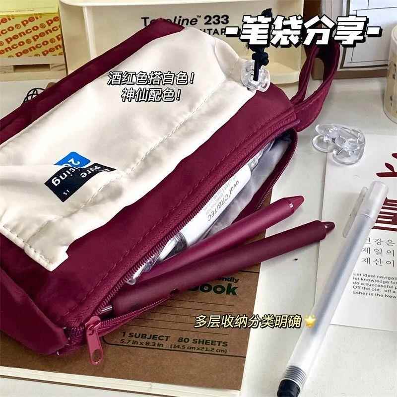 速发帆布笔袋大容量高颜值多功能多层耐脏收纳袋文具袋
