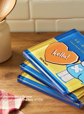 FS颂文创礼品滴胶亚克力微尘家居艺术装饰磁铁冰箱贴加大超厚蓝黄