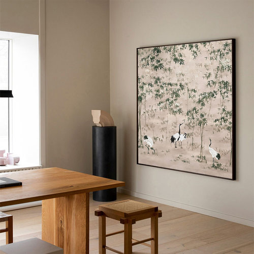 竹林仙鹤国风新中式美术馆壁画客厅书房餐边柜送礼艺术装饰画