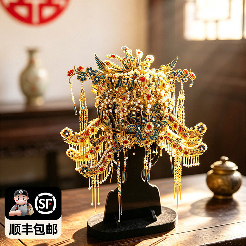 点翠凤冠3D立体金属拼图