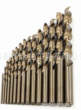 15件套1.5-10mmM35含钴高速钢全磨烤黄直柄麻花钻套装 不锈钢开孔