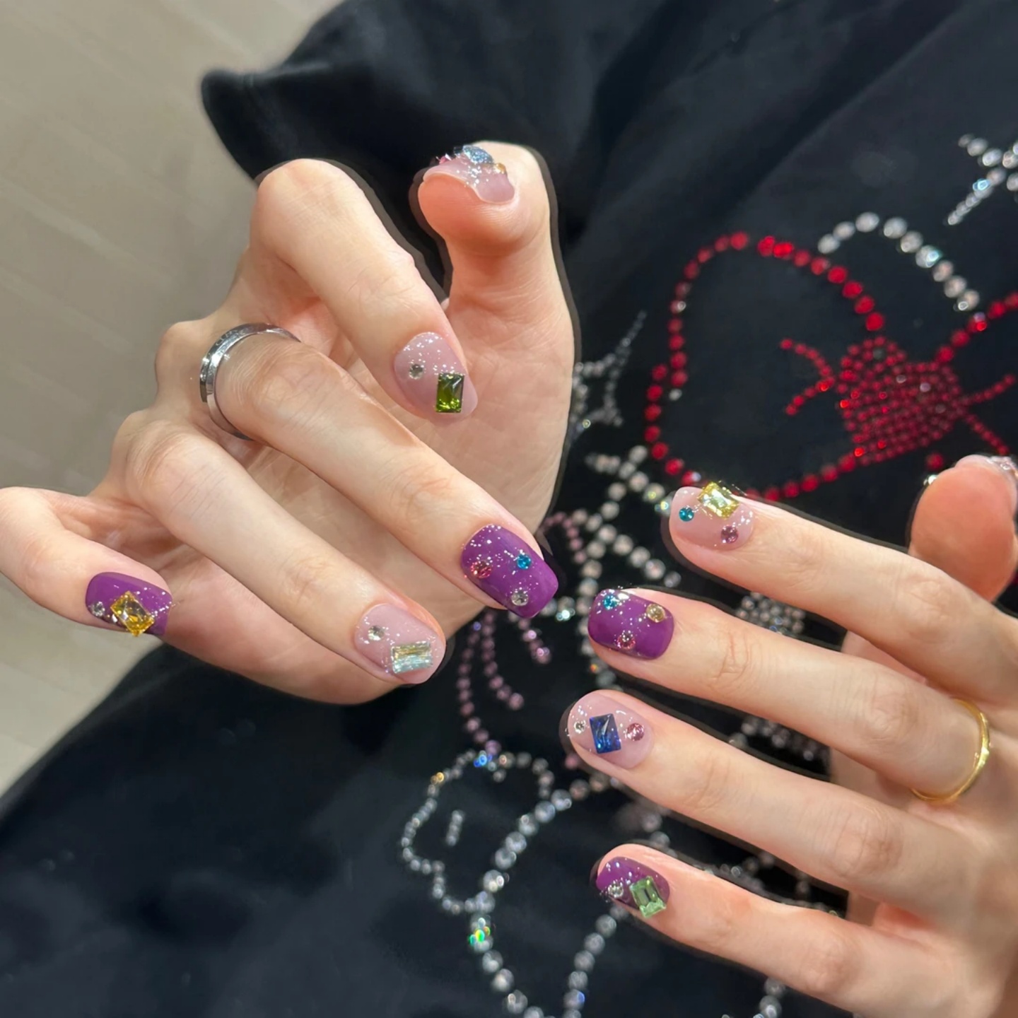【紫芋刨冰】爆闪彩钻精致手工美甲穿戴甲2025新款显白成品指甲贴