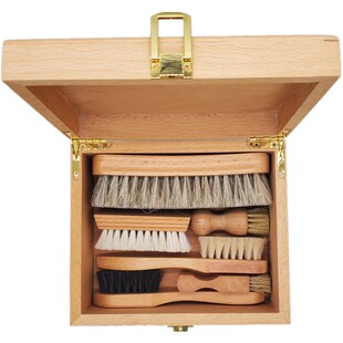 速发马毛刷红翼鞋刷除尘抛光擦鞋油刷毛毛鬃软毛鞋刷马皮翻刷礼盒