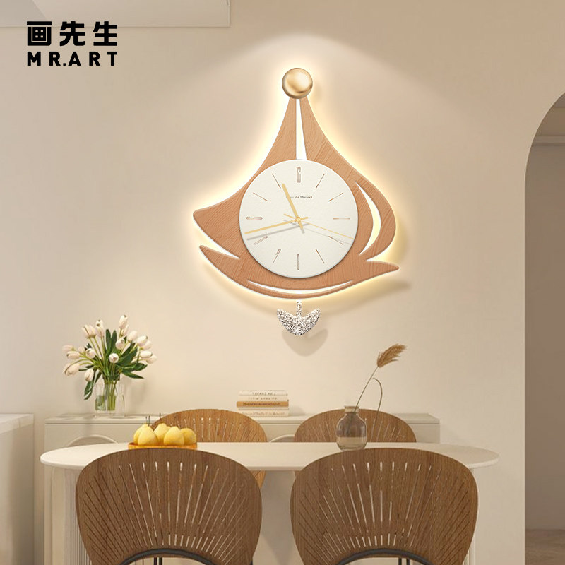 速发一帆风壁钟表时钟客厅简约创意挂钟顺灯餐厅家用挂表202新款