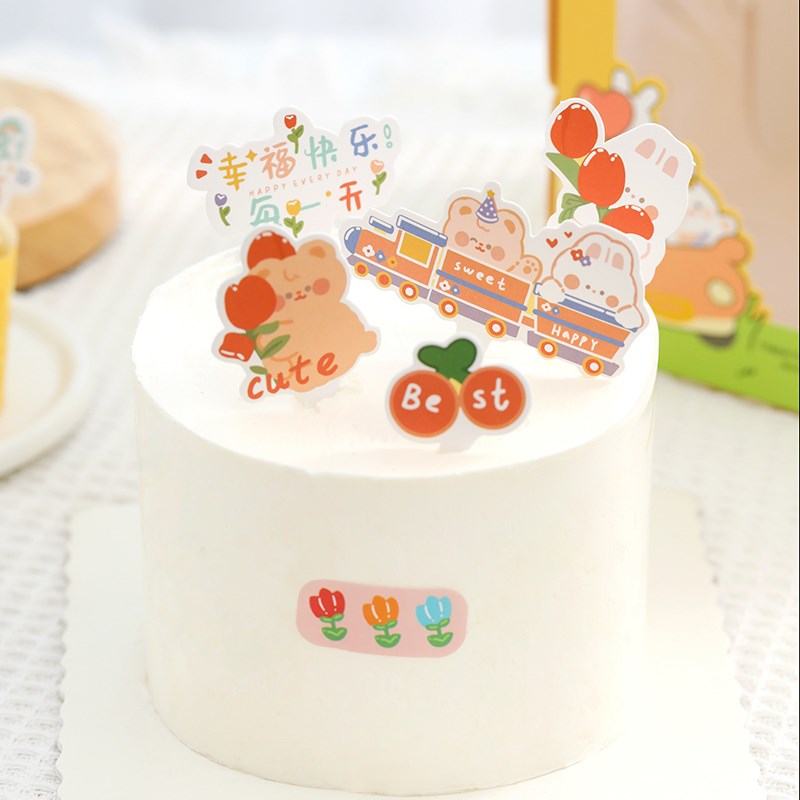 速发儿童蛋糕插件装饰小标签周岁幼儿园毕业生日杯子纸杯蛋糕插牌