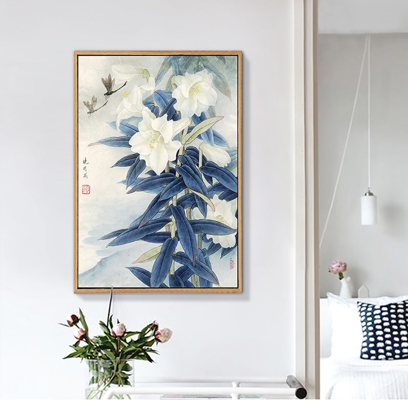 速发新中墙好运客厅装饰画 双喜画眉梢卧室书房式饰挂上 高清实木