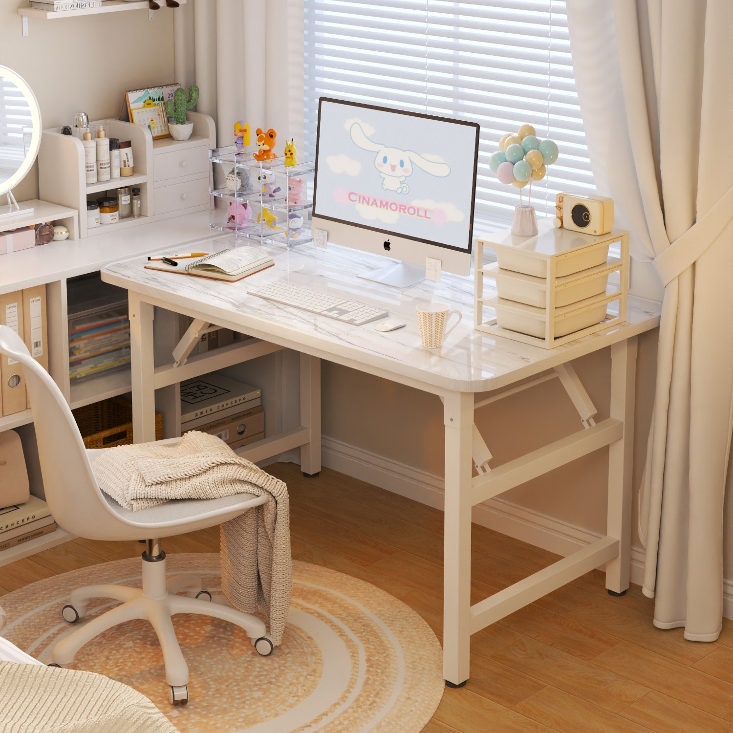 速发电脑字书式可折叠台桌免安装家用办公桌卧室小桌子简易学习写