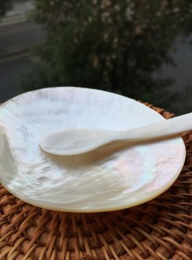 速发圆形黄蝶贝壳创意鱼子酱饰海螺白色母贝装家居勺碟品摄影道具