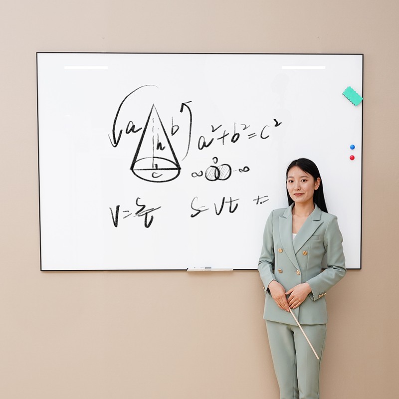 速发磁性钢化玻璃墙板挂框办公室会议黑板儿童家用边壁挂白式教
