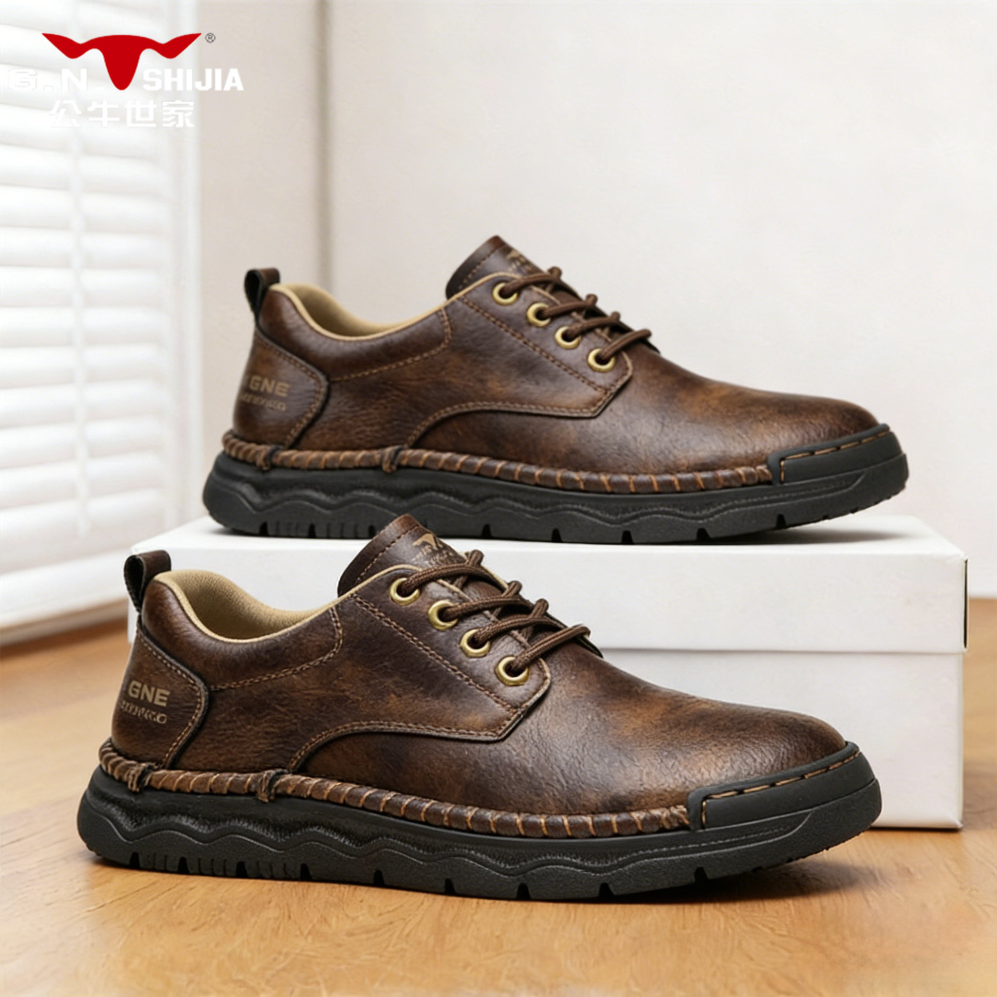公牛世家皮鞋男2025新款冬季真皮软面休闲鞋男士高级感软底豆豆鞋,流行男鞋,休闲皮鞋,淘宝优惠券,粉丝福利购,淘宝优惠卷