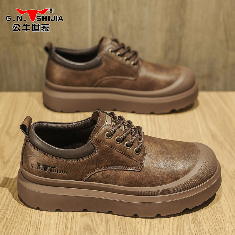 公牛世家秋季休闲百搭皮鞋