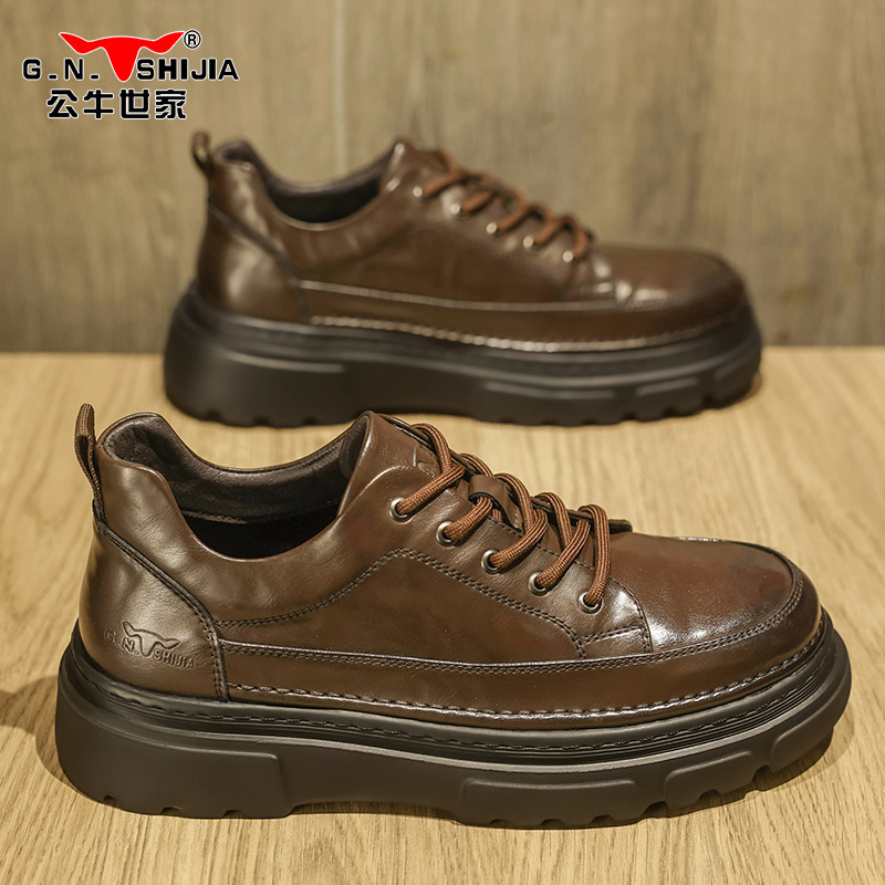公牛世家休闲英伦风皮鞋