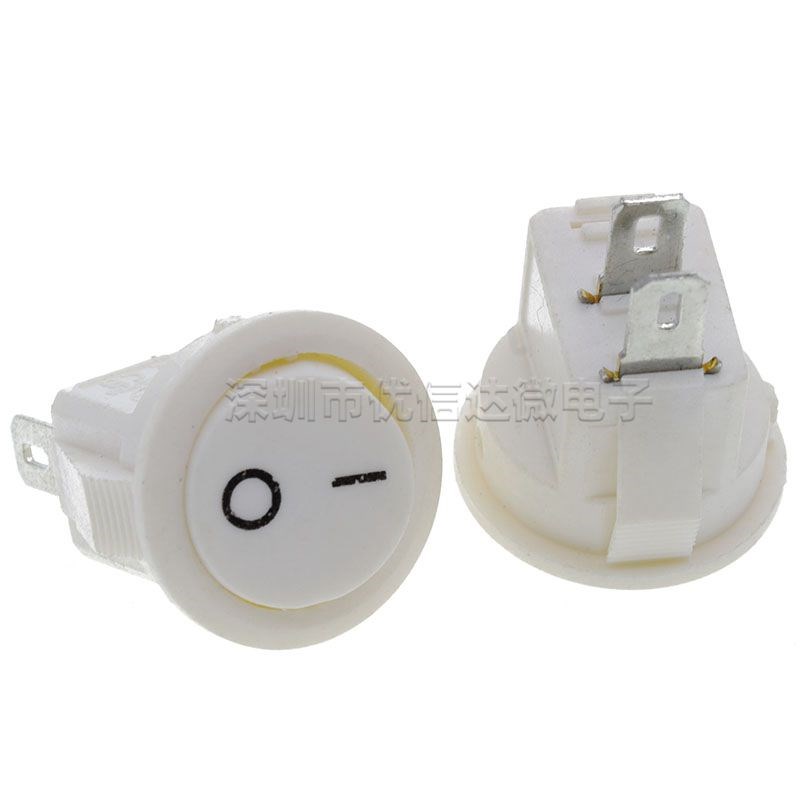 3A圆形开关3/2脚 KCD1船型开关16.5MM三脚两档 船形电源 二脚15MM