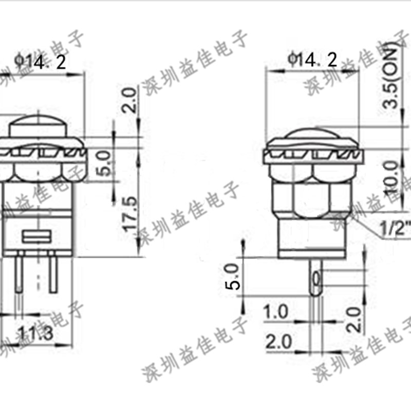 小型按钮开关DS-228自锁带锁开关1.5A250V开孔直径12MM