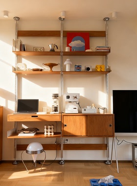 顶天立地隔断置物架铝型材多层洞洞板储物柜中古风轨道悬浮收纳架