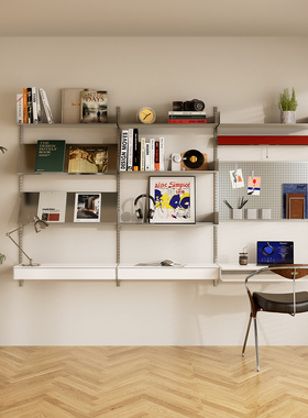 TOYA书房置物架设计师悬浮书架创意洞洞板家用墙上多层陈列收纳架