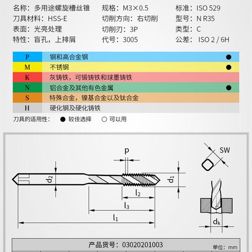 巴霍巴利?多用途螺旋机用丝锥螺纹丝攻m5攻丝m4攻牙含钴功丝钻头